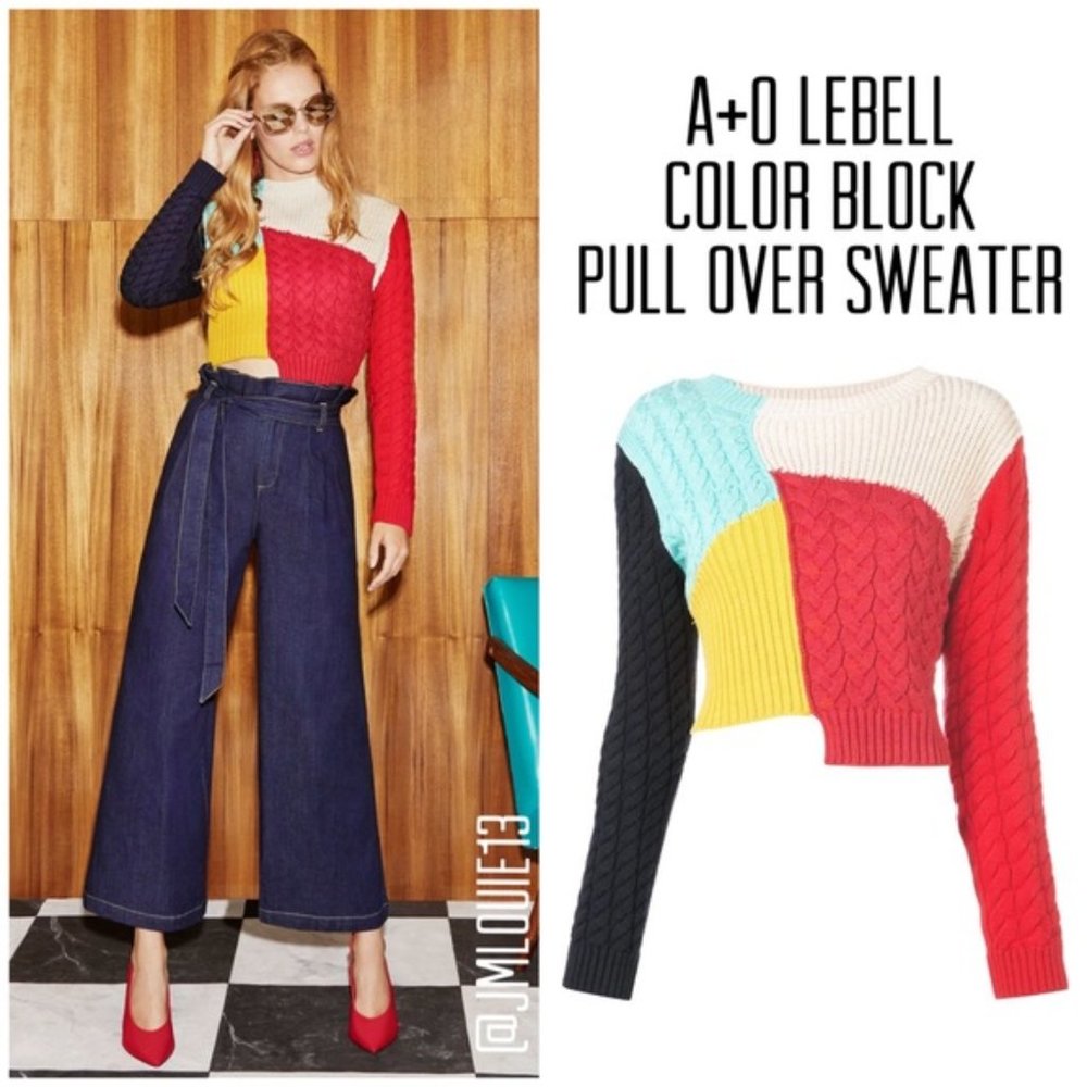 Alice and Olivia Lebell Color Block Sweater